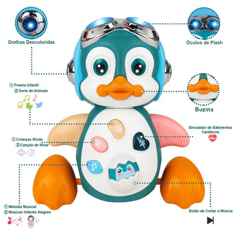Pinguim Musical Rastejante - Brinquedo Interativo para Bebês